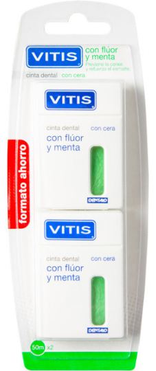 Vitis Vitis Dental Tape with Fluorine and Mint 2x50 ml